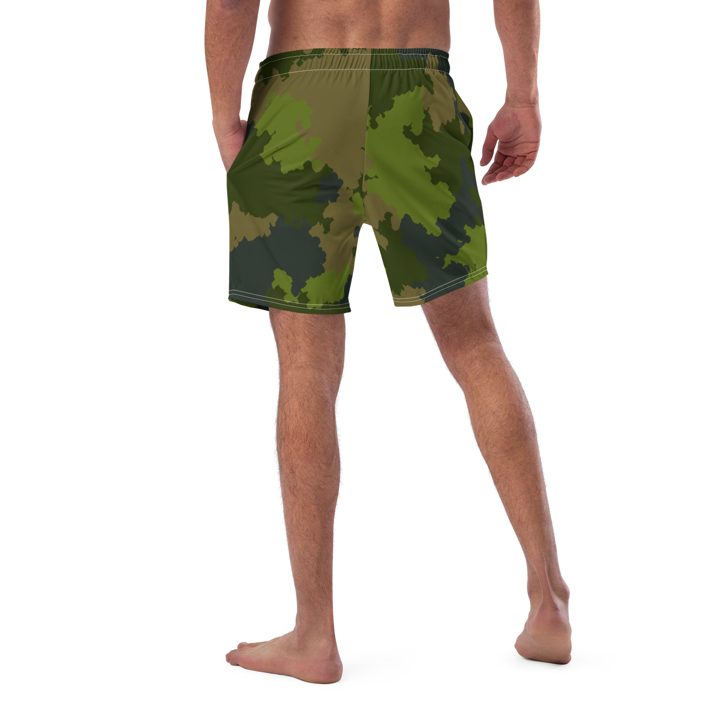 Michigan Upper Peninsula Men's Swim Trunks (w/ UP USA Flag ) | Woodland Camo