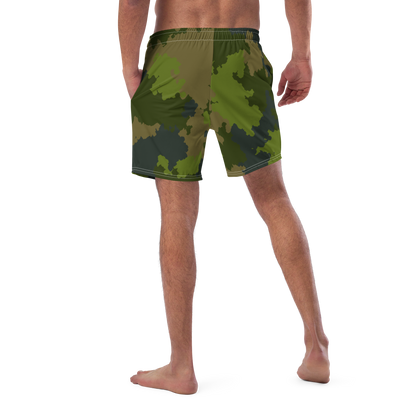 Michigan Upper Peninsula Men's Swim Trunks (w/ UP USA Flag ) | Woodland Camo