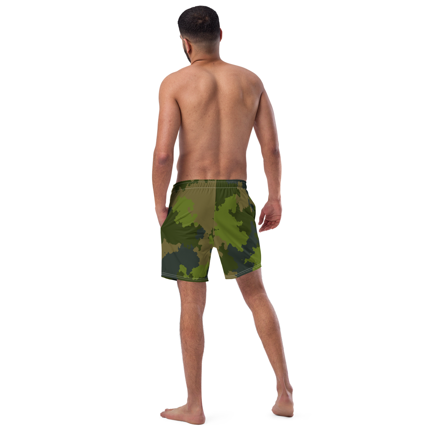 Michigan Upper Peninsula Men's Swim Trunks (w/ UP USA Flag ) | Woodland Camo