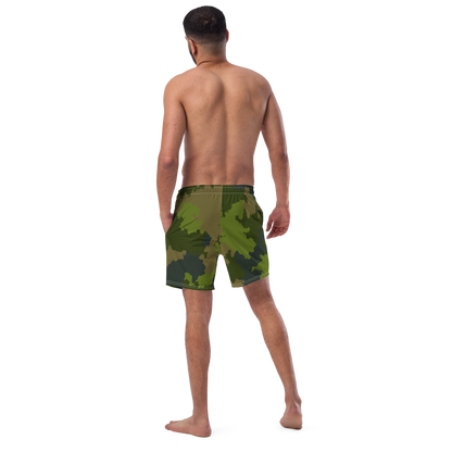 Michigan Upper Peninsula Men's Swim Trunks (w/ UP USA Flag ) | Woodland Camo