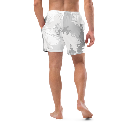 Michigan Upper Peninsula Men's Swim Trunks (w/ UP USA Flag ) | Snow Camo