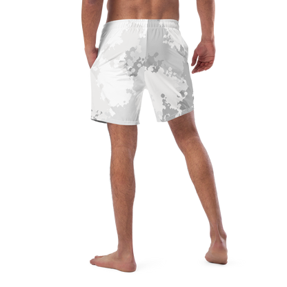 Michigan Upper Peninsula Men's Swim Trunks (w/ UP USA Flag ) | Snow Camo