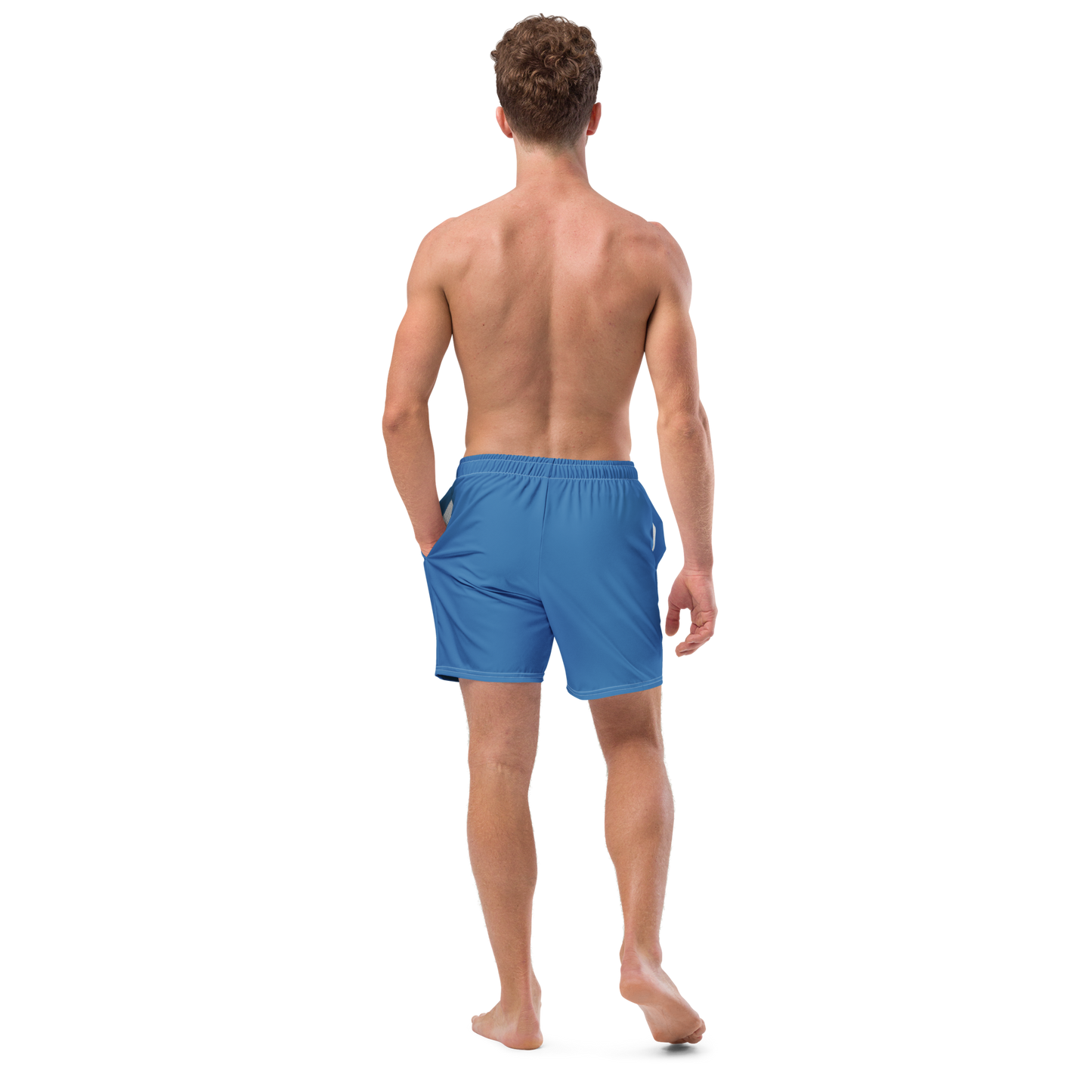 Michigan Upper Peninsula Men's Swim Trunks (w/ UP USA Flag ) | Lake Superior Blue