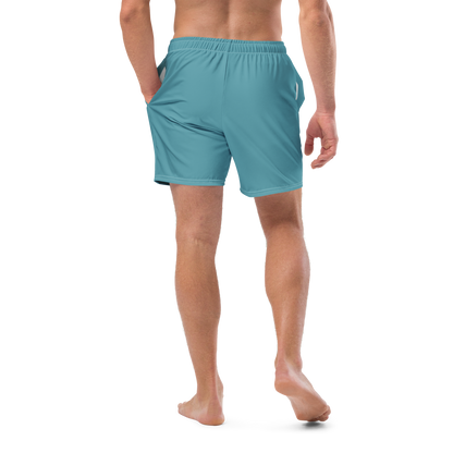 Michigan Upper Peninsula Men's Swim Trunks (w/ UP USA Flag ) | Lake Huron Blue