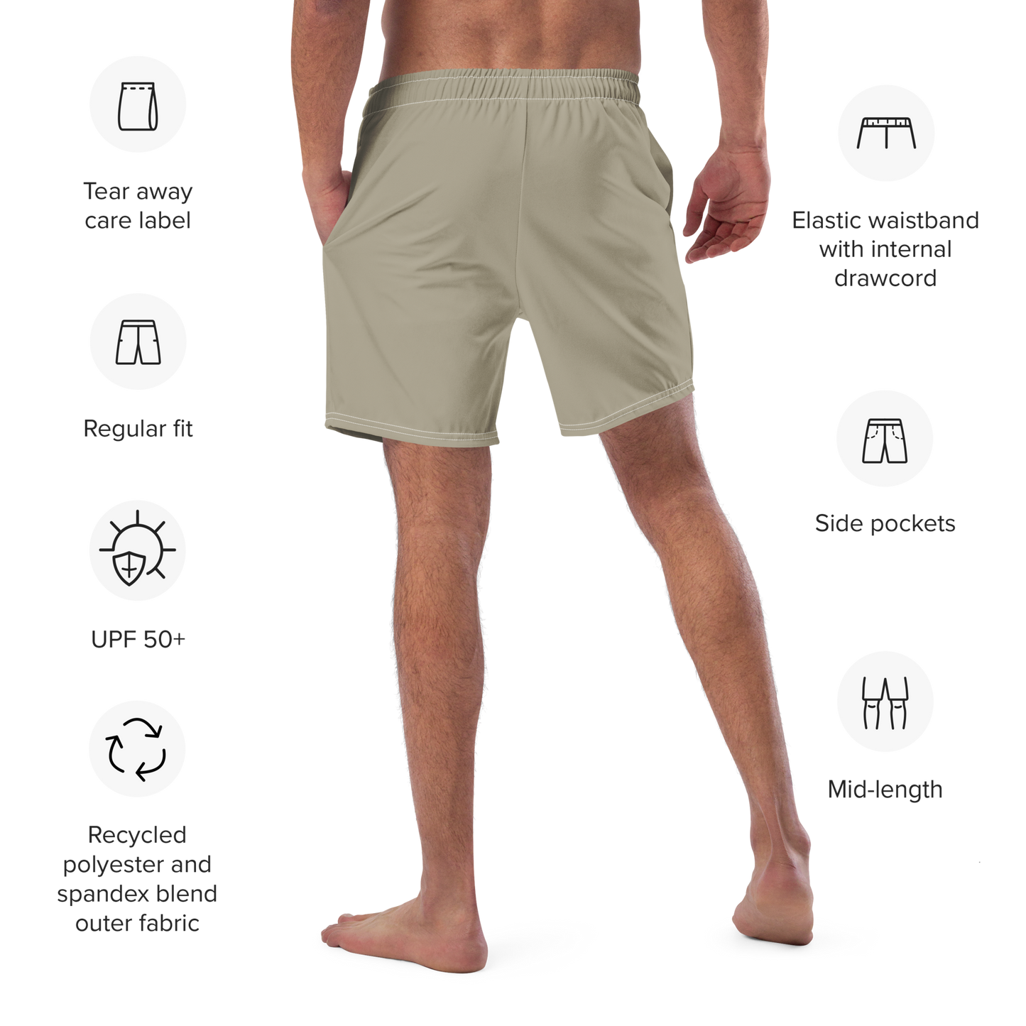 Michigan Upper Peninsula Men's Swim Trunks (w/ UP USA Flag ) | Petoskey Stone Beige