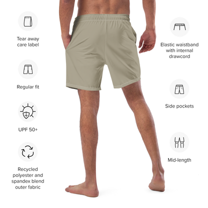 Michigan Upper Peninsula Men's Swim Trunks (w/ UP USA Flag ) | Petoskey Stone Beige