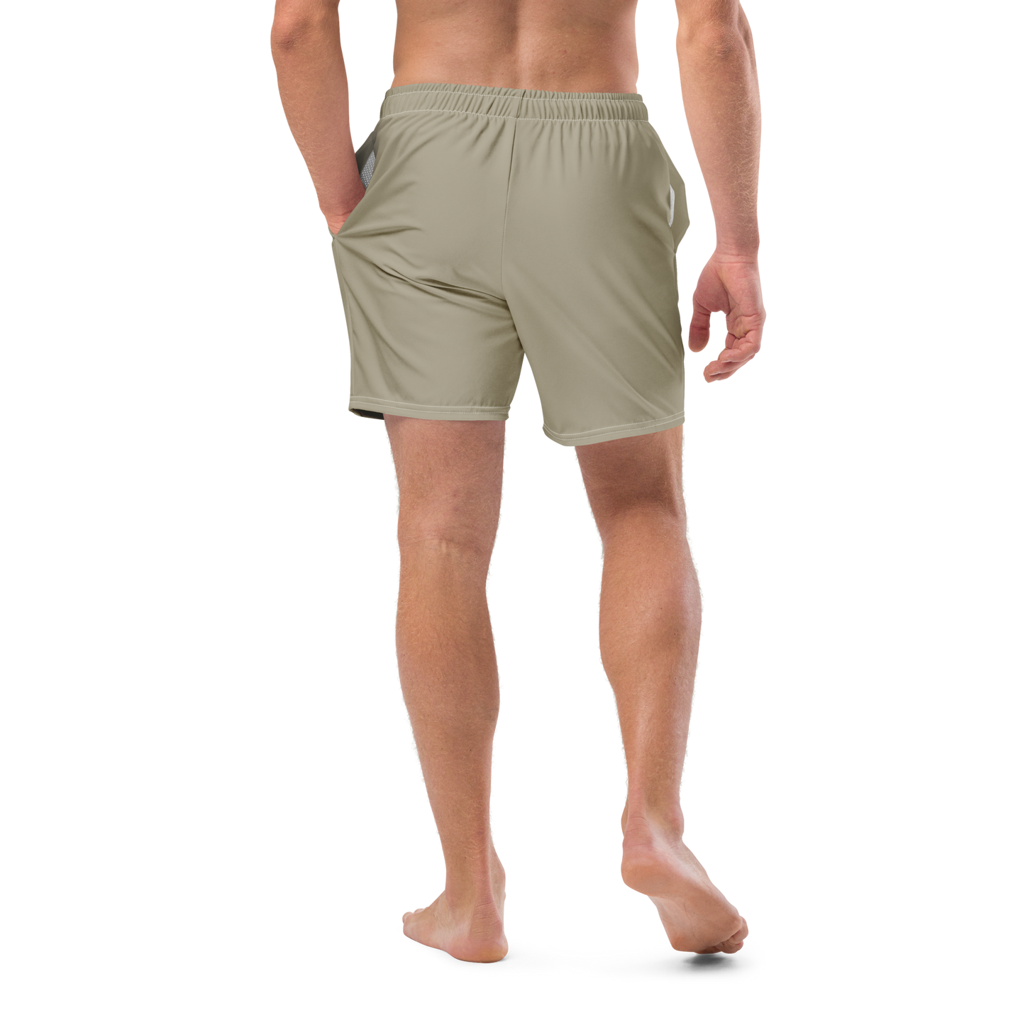 Michigan Upper Peninsula Men's Swim Trunks (w/ UP USA Flag ) | Petoskey Stone Beige