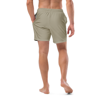 Michigan Upper Peninsula Men's Swim Trunks (w/ UP USA Flag ) | Petoskey Stone Beige