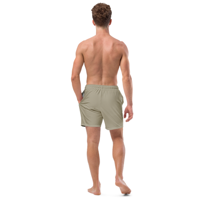 Michigan Upper Peninsula Men's Swim Trunks (w/ UP USA Flag ) | Petoskey Stone Beige