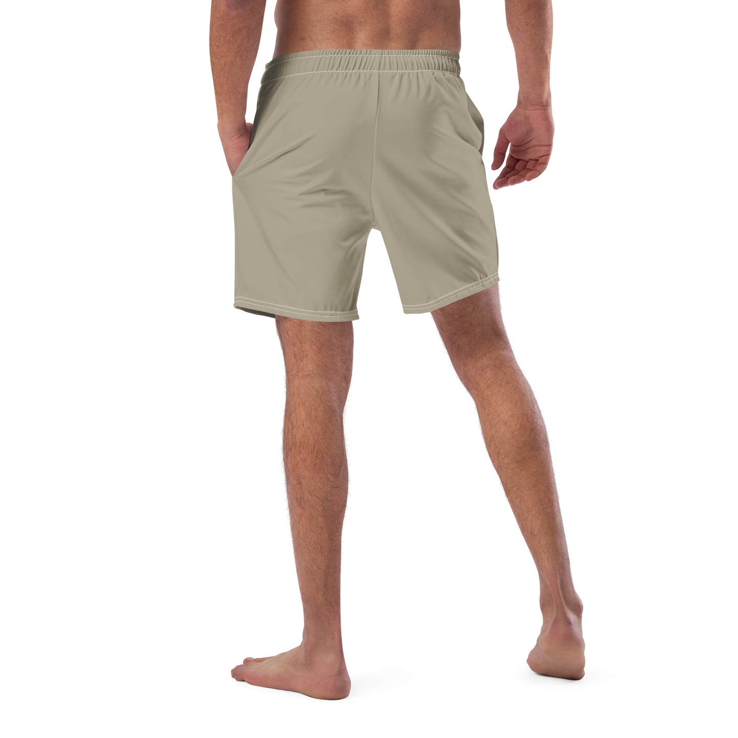 Michigan Upper Peninsula Men's Swim Trunks (w/ UP USA Flag ) | Petoskey Stone Beige