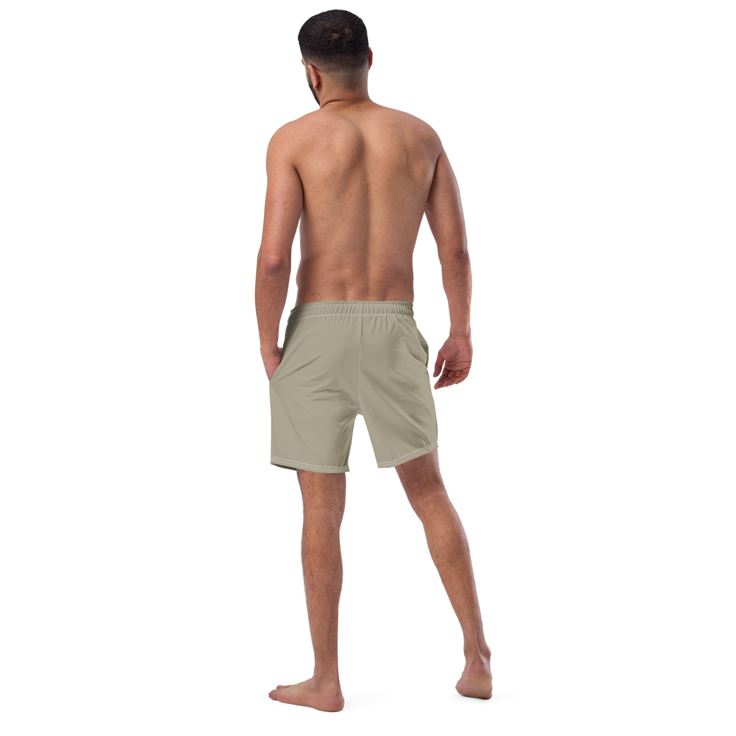 Michigan Upper Peninsula Men's Swim Trunks (w/ UP USA Flag ) | Petoskey Stone Beige