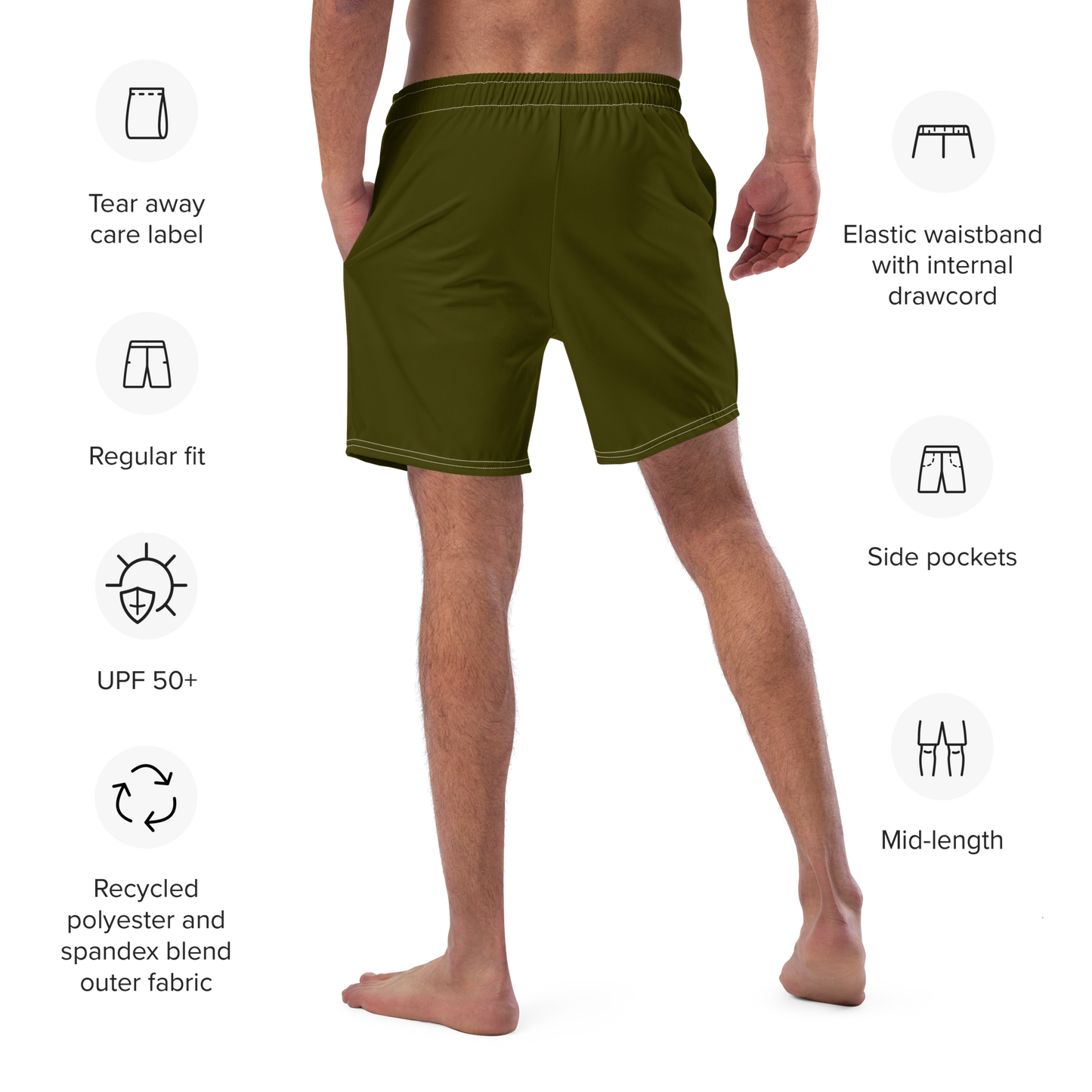 Michigan Upper Peninsula Men's Swim Trunks (w/ UP USA Flag ) | Military Green