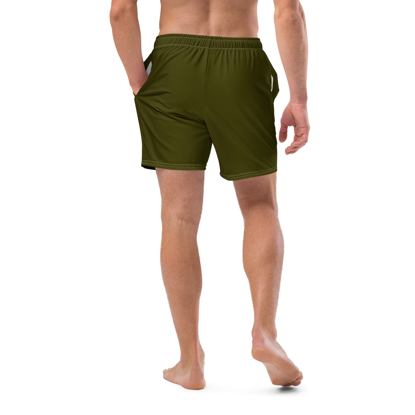 Michigan Upper Peninsula Men's Swim Trunks (w/ UP USA Flag ) | Military Green