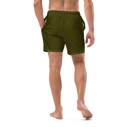 Michigan Upper Peninsula Men's Swim Trunks (w/ UP USA Flag ) | Military Green