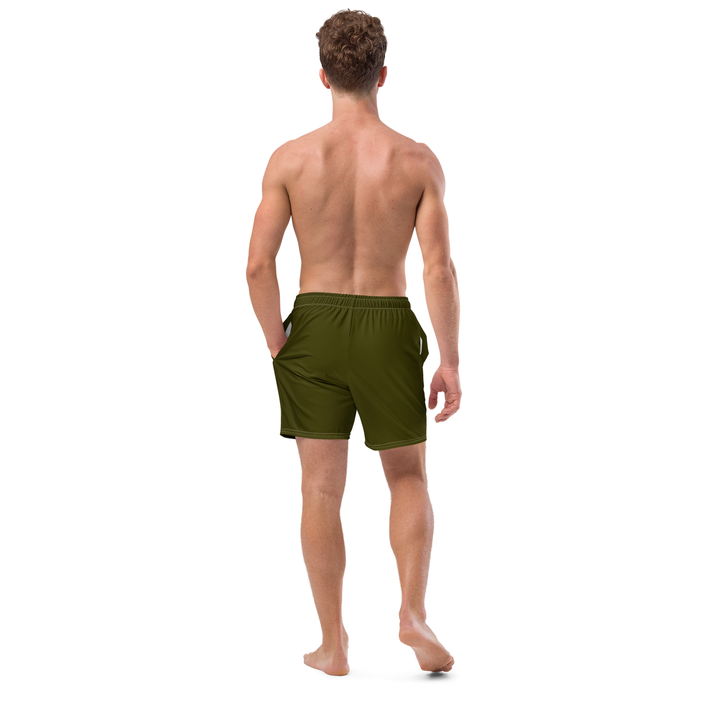 Michigan Upper Peninsula Men's Swim Trunks (w/ UP USA Flag ) | Military Green