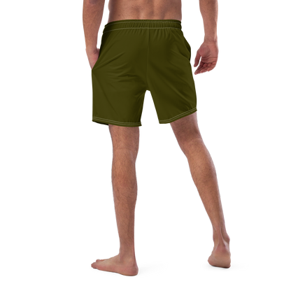 Michigan Upper Peninsula Men's Swim Trunks (w/ UP USA Flag ) | Military Green