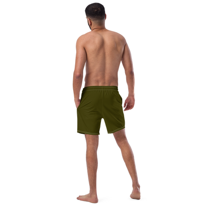 Michigan Upper Peninsula Men's Swim Trunks (w/ UP USA Flag ) | Military Green