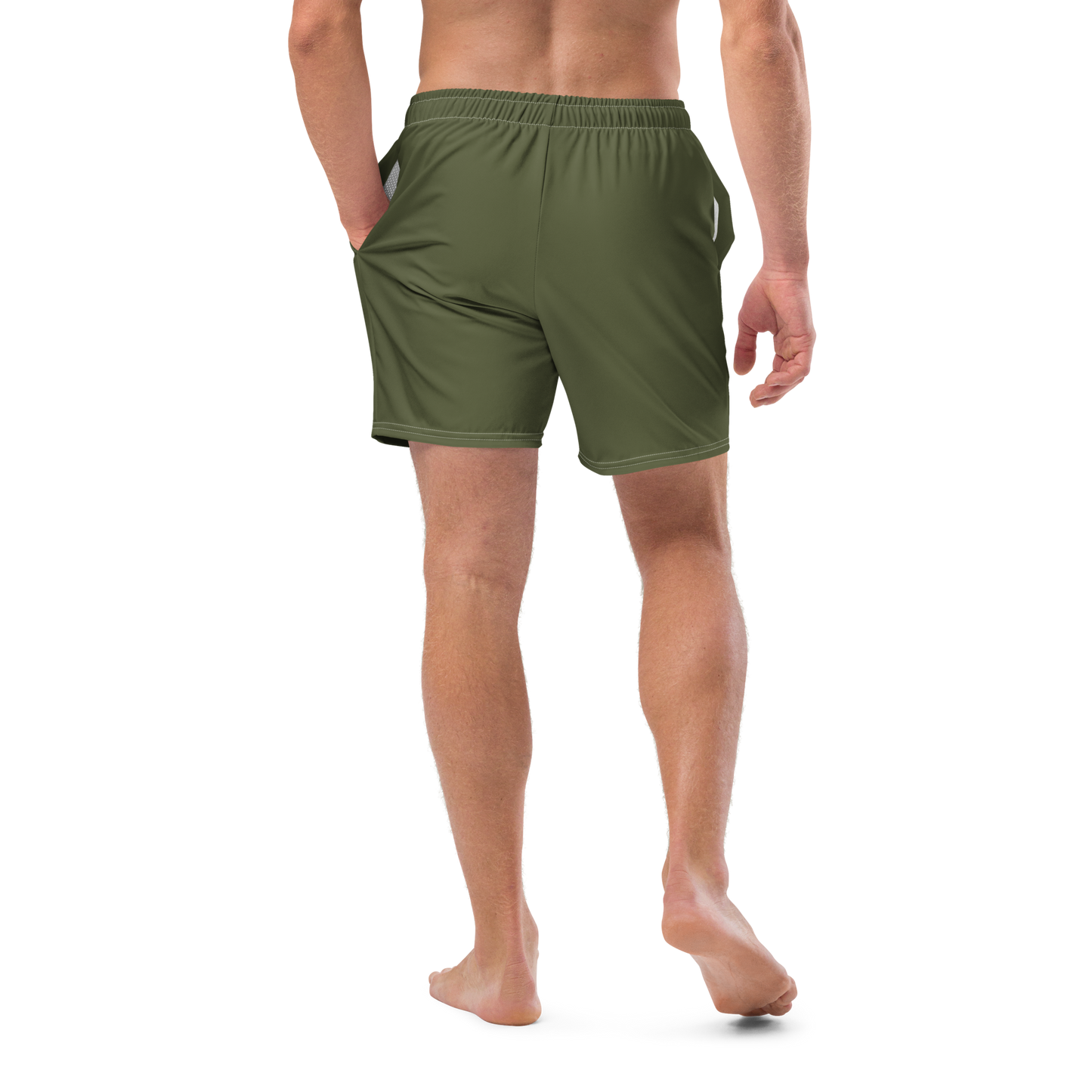 Michigan Upper Peninsula Men's Swim Trunks (w/ UP USA Flag ) | Army Green