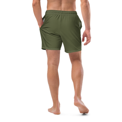 Michigan Upper Peninsula Men's Swim Trunks (w/ UP USA Flag ) | Army Green