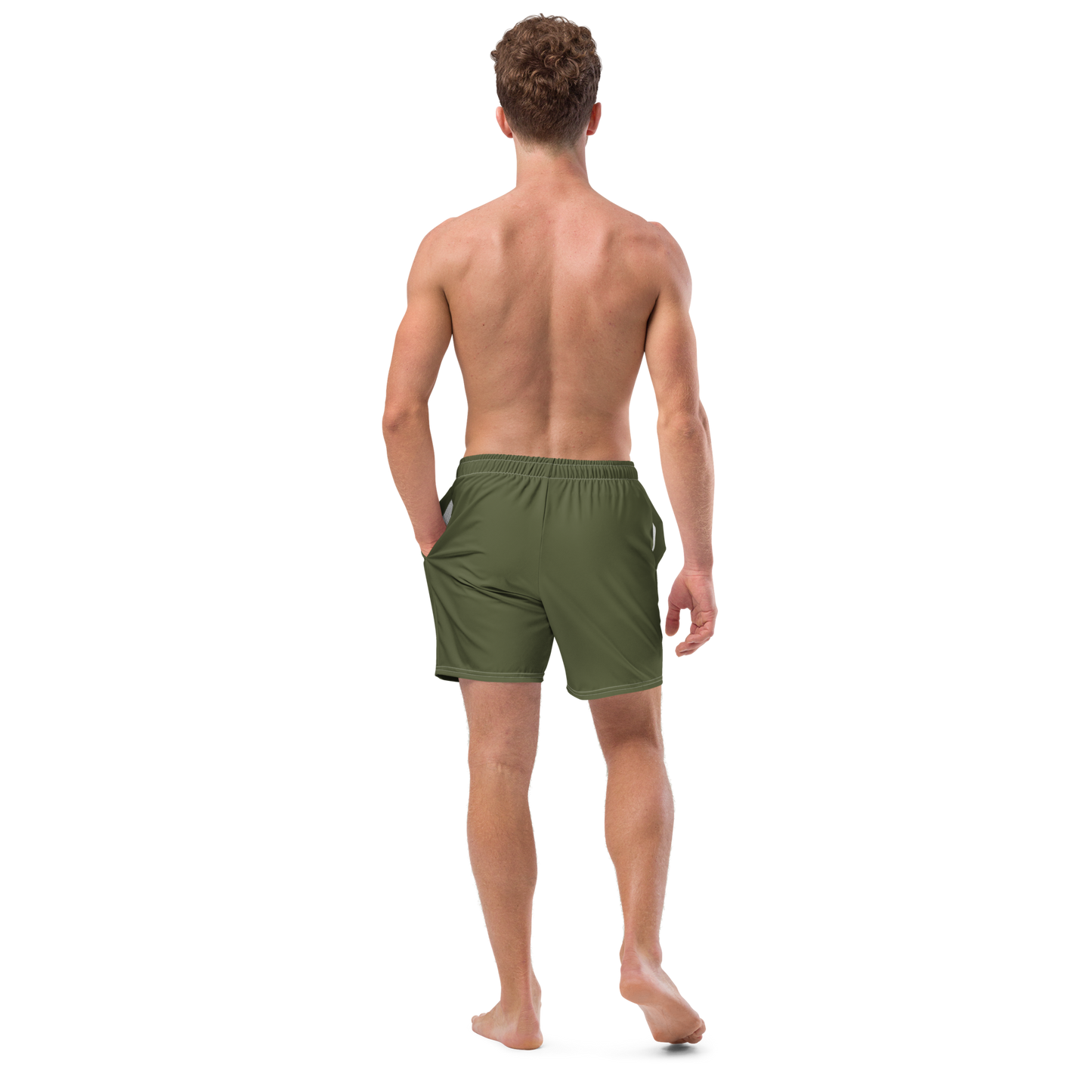 Michigan Upper Peninsula Men's Swim Trunks (w/ UP USA Flag ) | Army Green