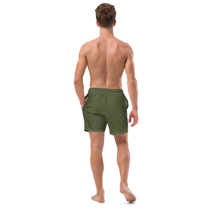 Michigan Upper Peninsula Men's Swim Trunks (w/ UP USA Flag ) | Army Green