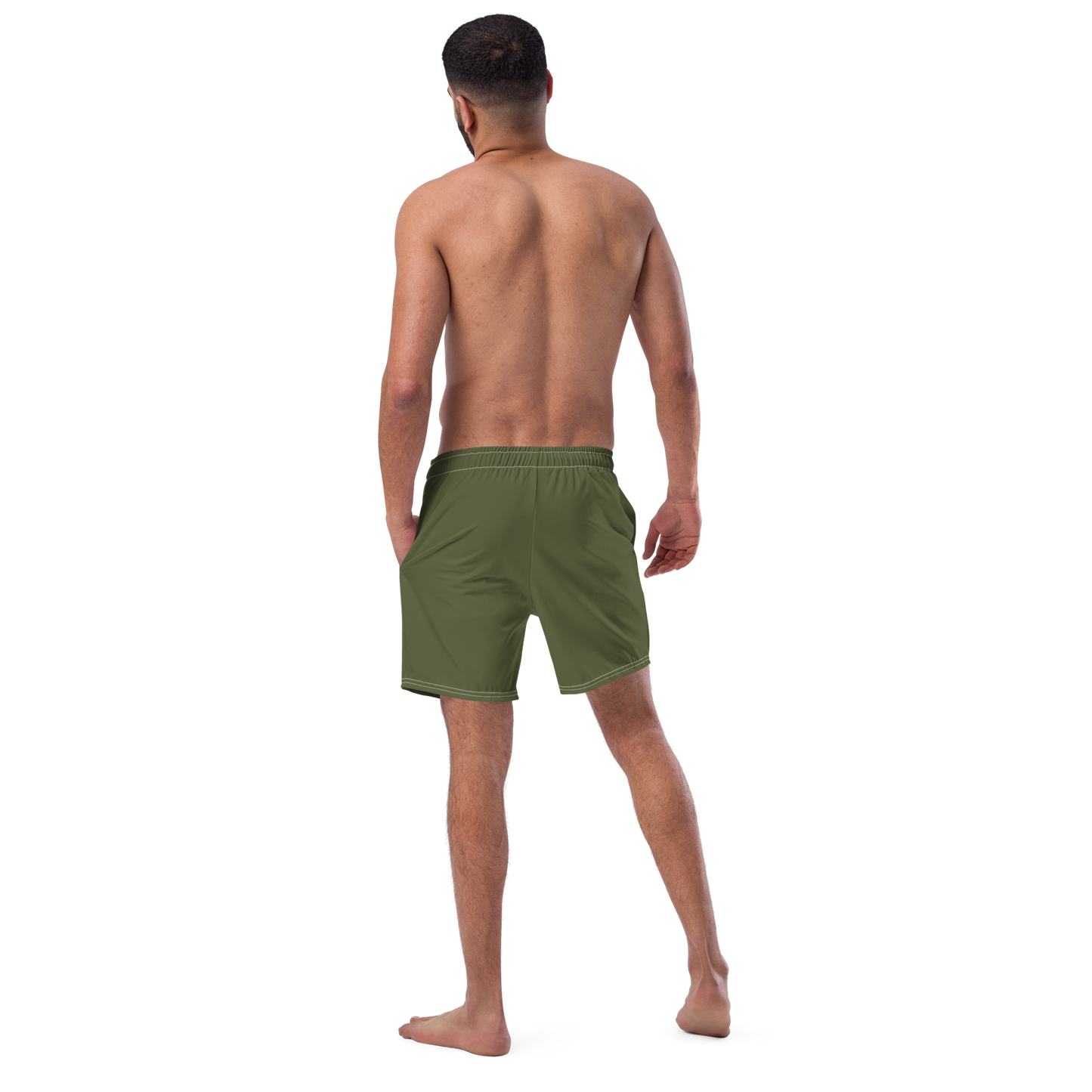 Michigan Upper Peninsula Men's Swim Trunks (w/ UP USA Flag ) | Army Green