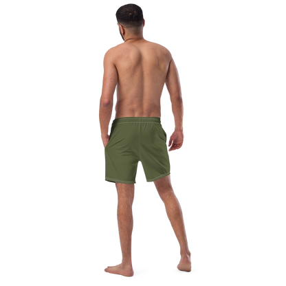 Michigan Upper Peninsula Men's Swim Trunks (w/ UP USA Flag ) | Army Green