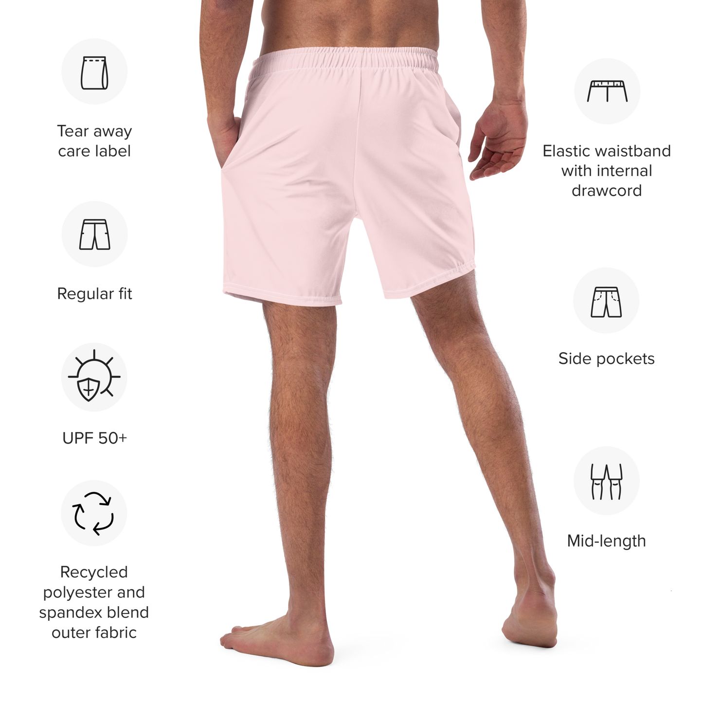 Michigan Upper Peninsula Men's Swim Trunks (w/ UP USA Flag ) | Pale Pink