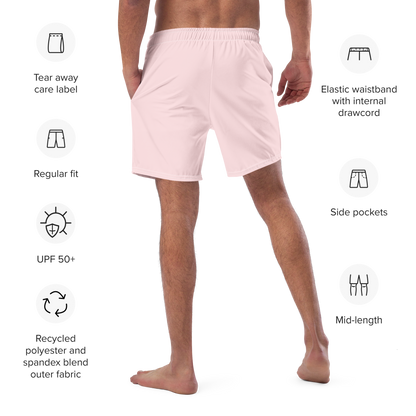 Michigan Upper Peninsula Men's Swim Trunks (w/ UP USA Flag ) | Pale Pink