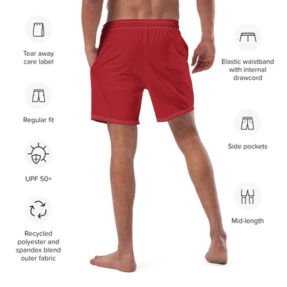 Michigan Upper Peninsula Men's Swim Trunks (w/ UP USA Flag ) | Thimbleberry Red