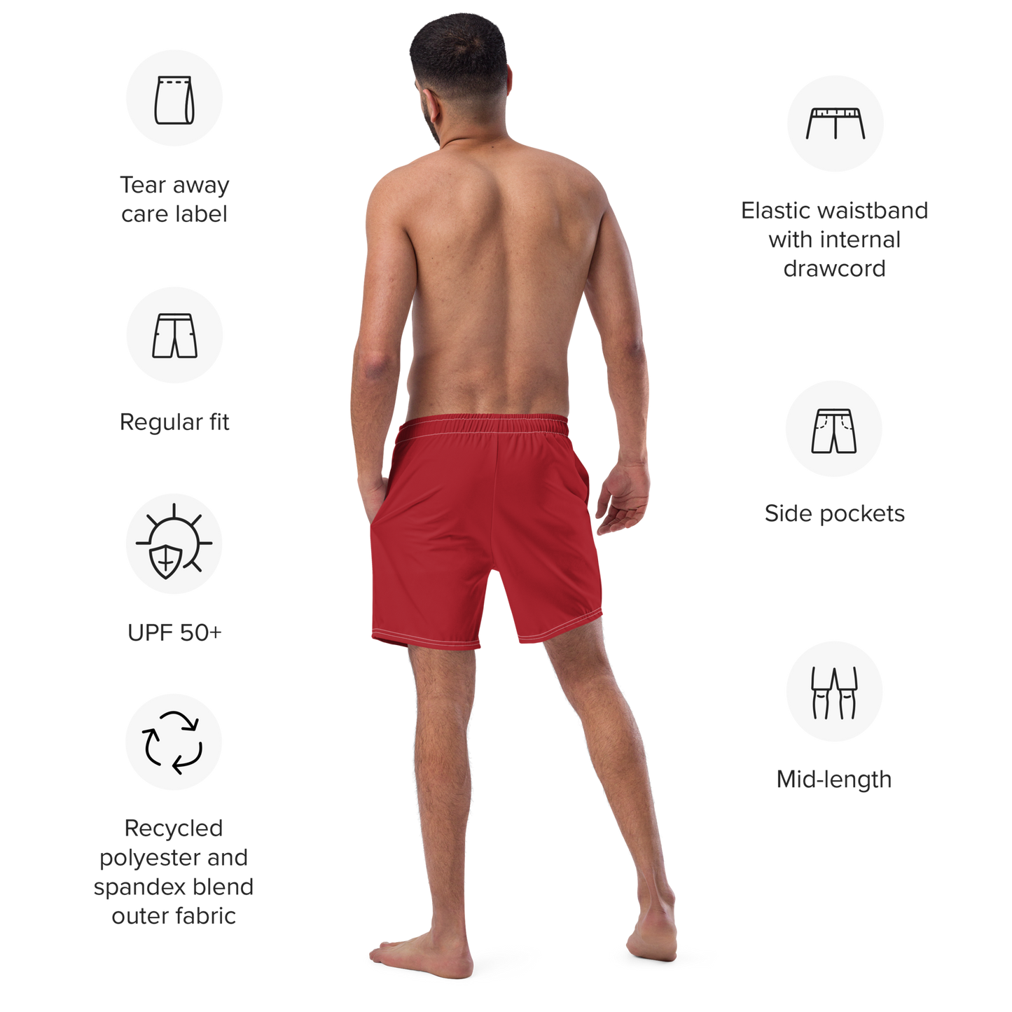 Michigan Upper Peninsula Men's Swim Trunks (w/ UP USA Flag ) | Thimbleberry Red