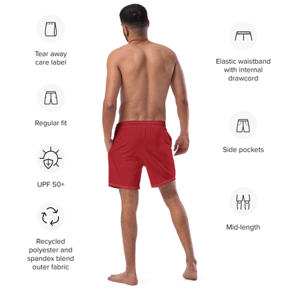 Michigan Upper Peninsula Men's Swim Trunks (w/ UP USA Flag ) | Thimbleberry Red