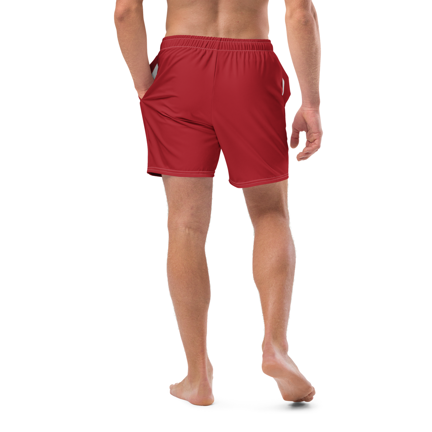 Michigan Upper Peninsula Men's Swim Trunks (w/ UP USA Flag ) | Thimbleberry Red