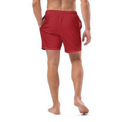 Michigan Upper Peninsula Men's Swim Trunks (w/ UP USA Flag ) | Thimbleberry Red