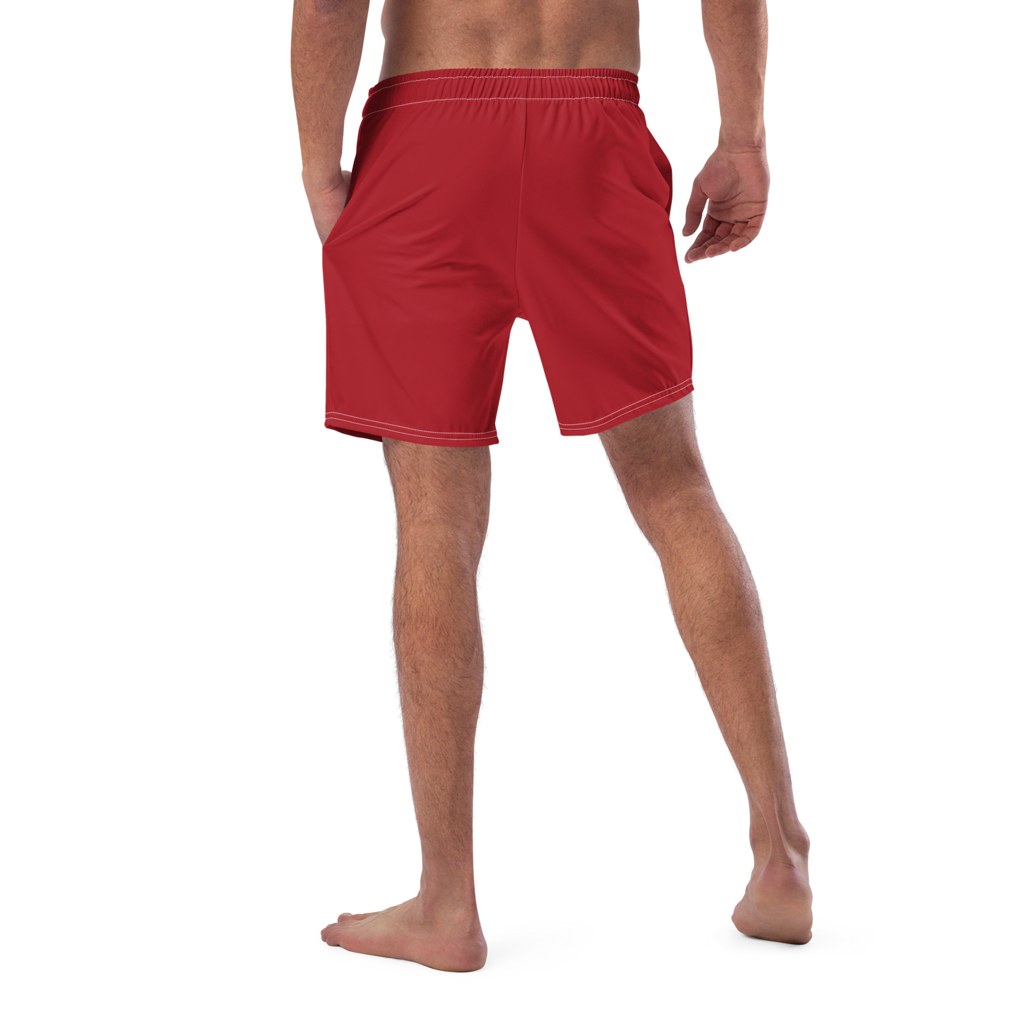 Michigan Upper Peninsula Men's Swim Trunks (w/ UP USA Flag ) | Thimbleberry Red