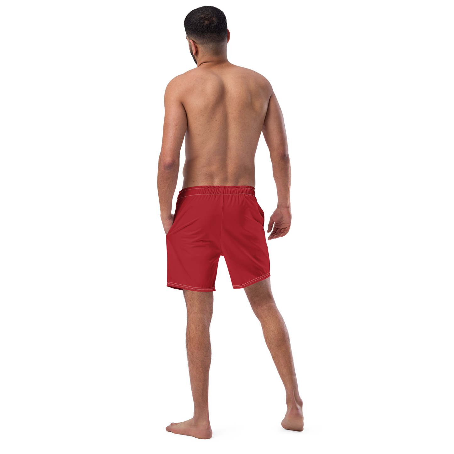 Michigan Upper Peninsula Men's Swim Trunks (w/ UP USA Flag ) | Thimbleberry Red