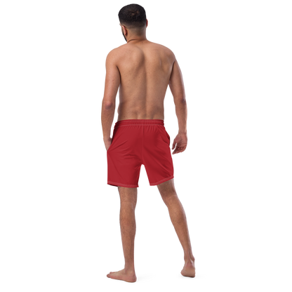 Michigan Upper Peninsula Men's Swim Trunks (w/ UP USA Flag ) | Thimbleberry Red