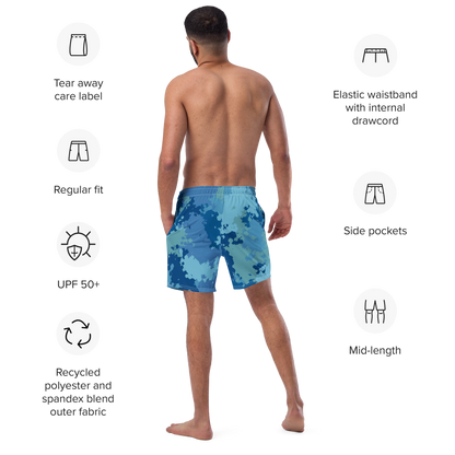 Michigan Upper Peninsula Men's Swim Trunks (w/ UP Outline) | Great Lakes Camo