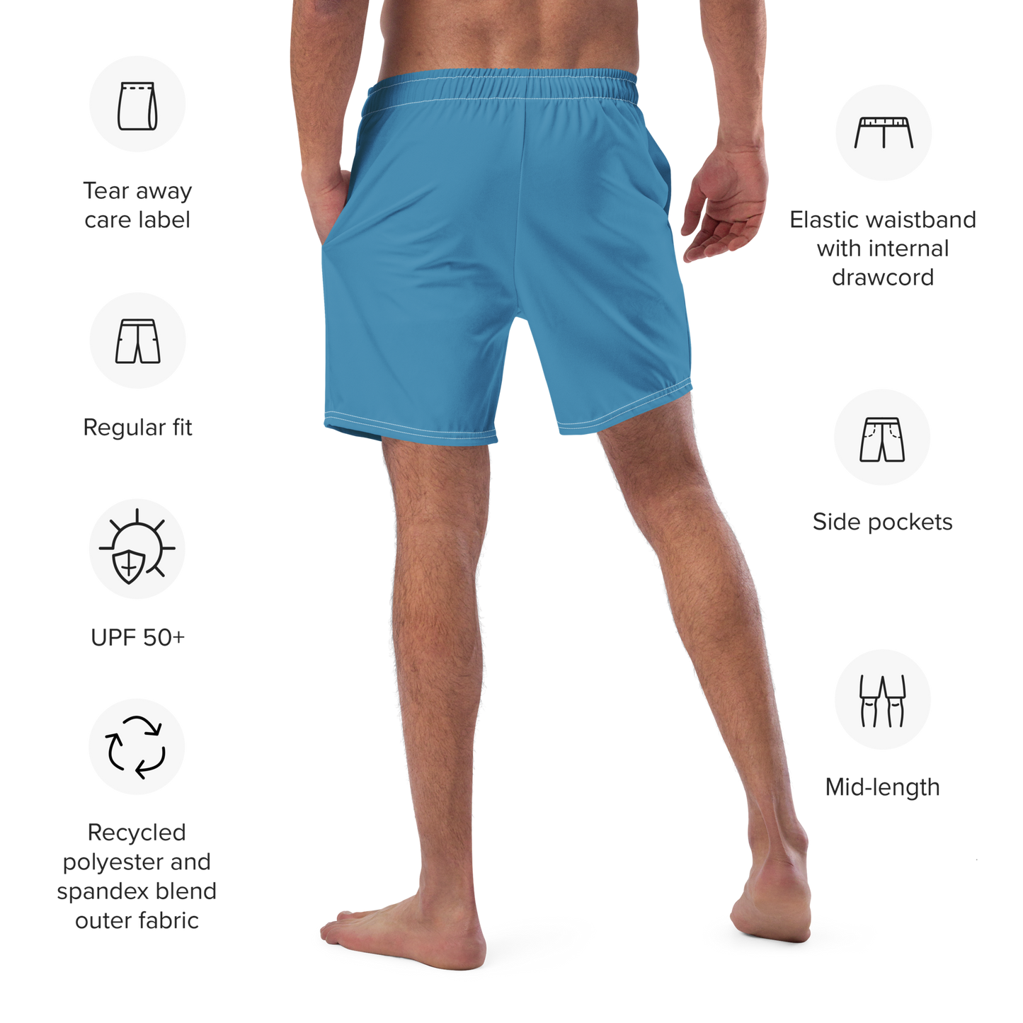 Michigan Upper Peninsula Men's Swim Trunks (w/ UP Outline) | Lake Michigan Blue