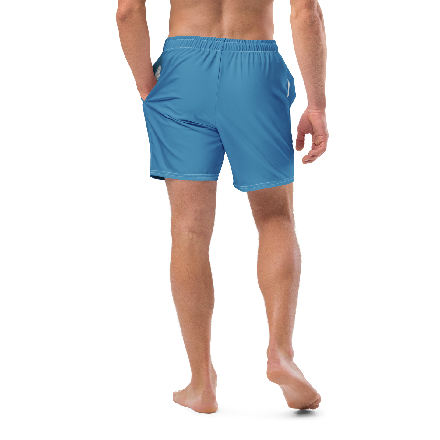 Michigan Upper Peninsula Men's Swim Trunks (w/ UP Outline) | Lake Michigan Blue