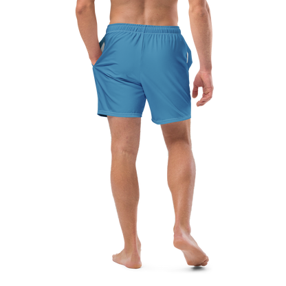 Michigan Upper Peninsula Men's Swim Trunks (w/ UP Outline) | Lake Michigan Blue