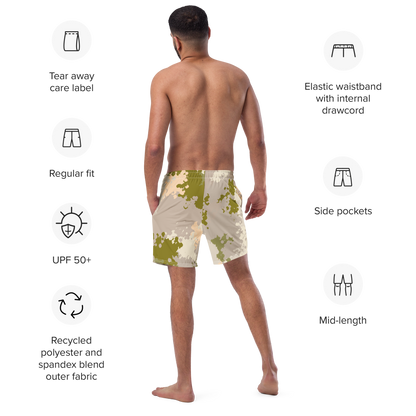 Michigan Upper Peninsula Men's Swim Trunks (w/ UP Outline) | Rosy Mound Camo