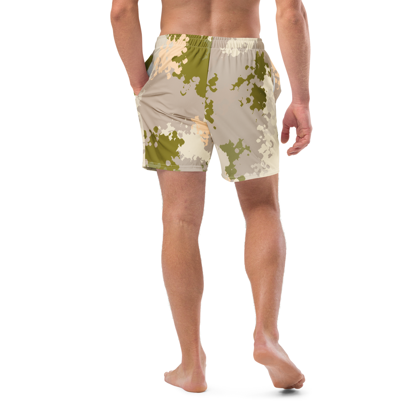 Michigan Upper Peninsula Men's Swim Trunks (w/ UP Outline) | Rosy Mound Camo