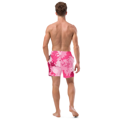 Michigan Upper Peninsula Men's Swim Trunks (w/ UP Outline) | Pink Camo