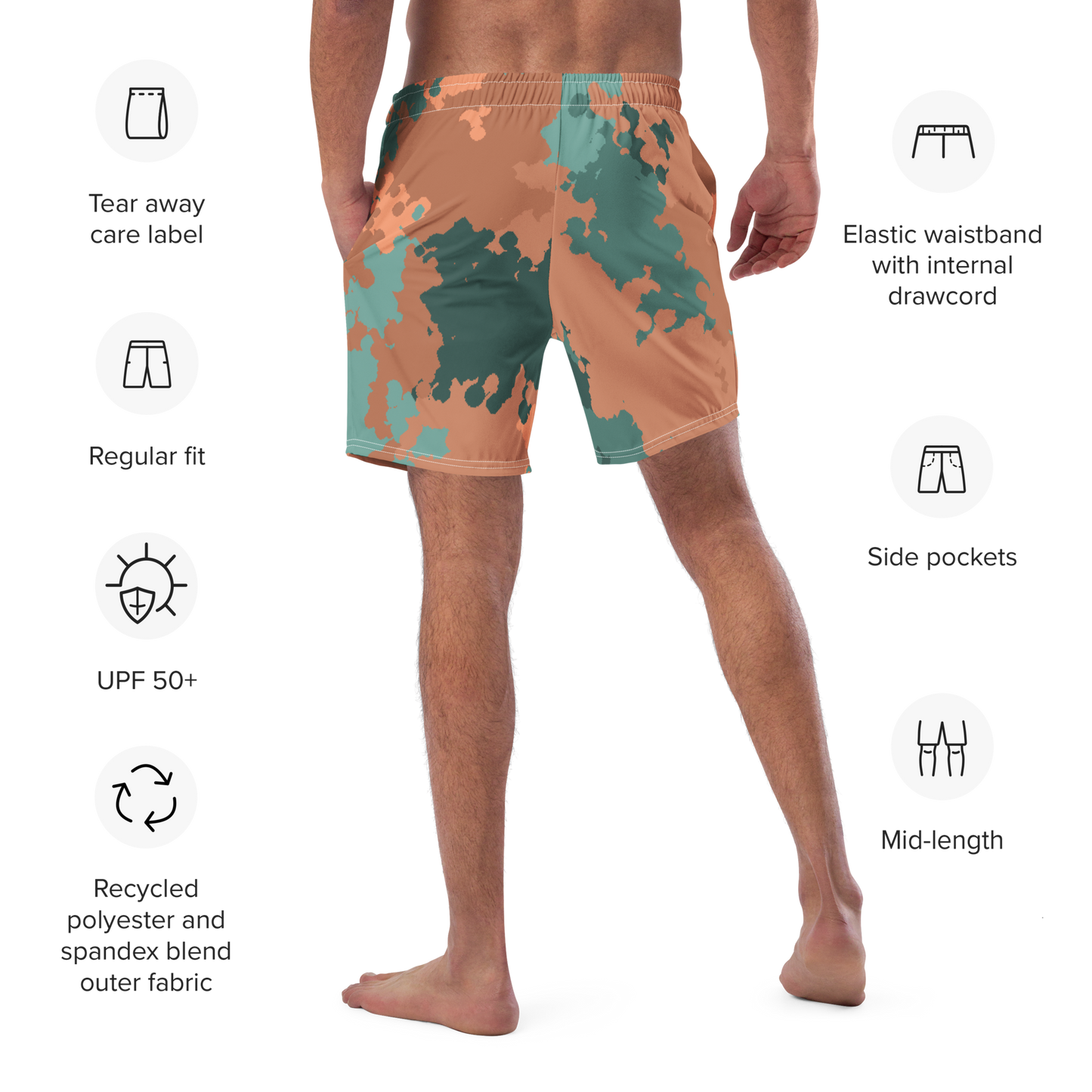 Michigan Upper Peninsula Men's Swim Trunks (w/ UP Outline) | Copper Country Camo