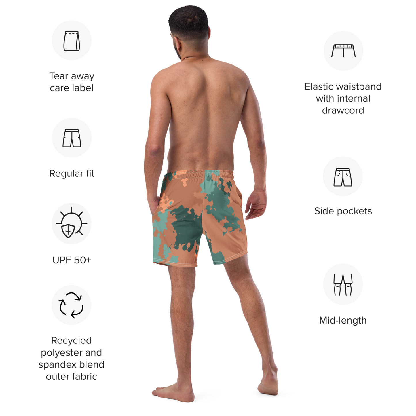 Michigan Upper Peninsula Men's Swim Trunks (w/ UP Outline) | Copper Country Camo