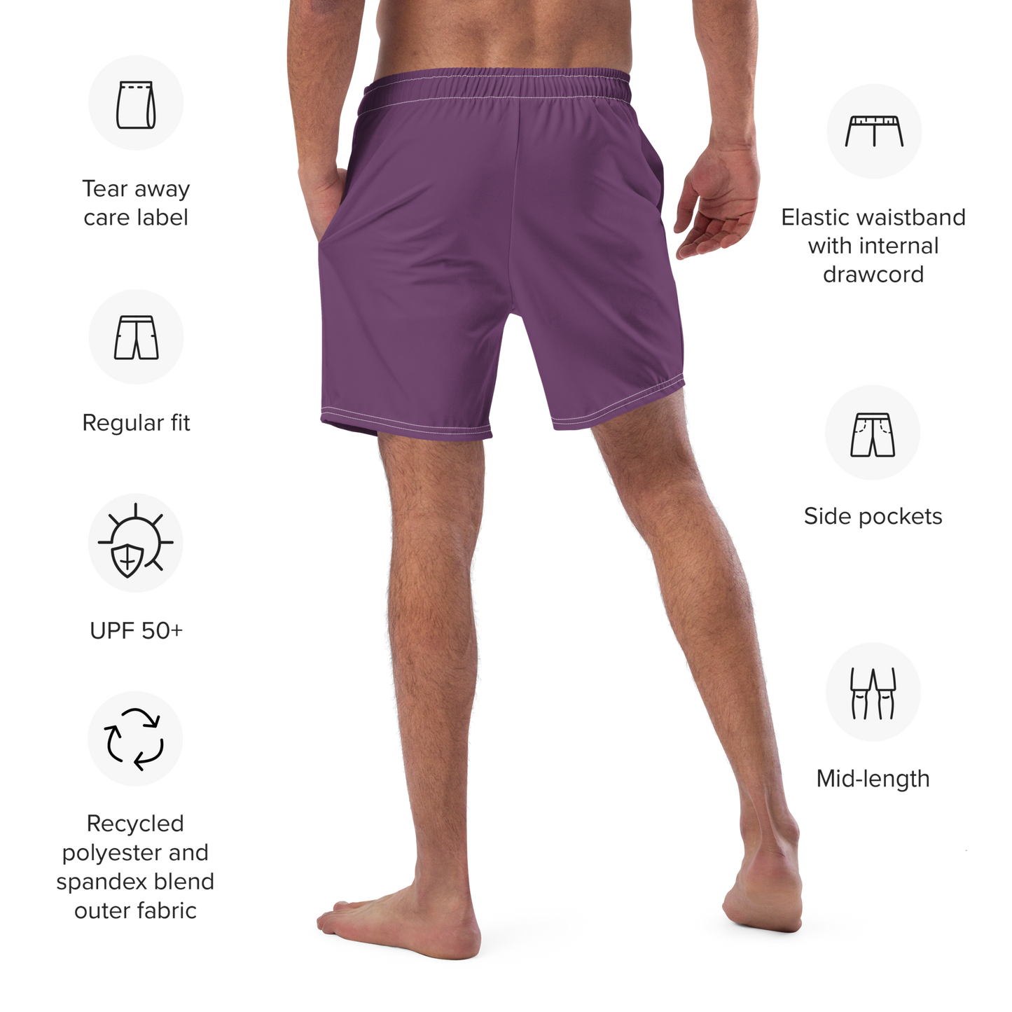 Michigan Upper Peninsula Men's Swim Trunks (w/ UP Outline) | Plum