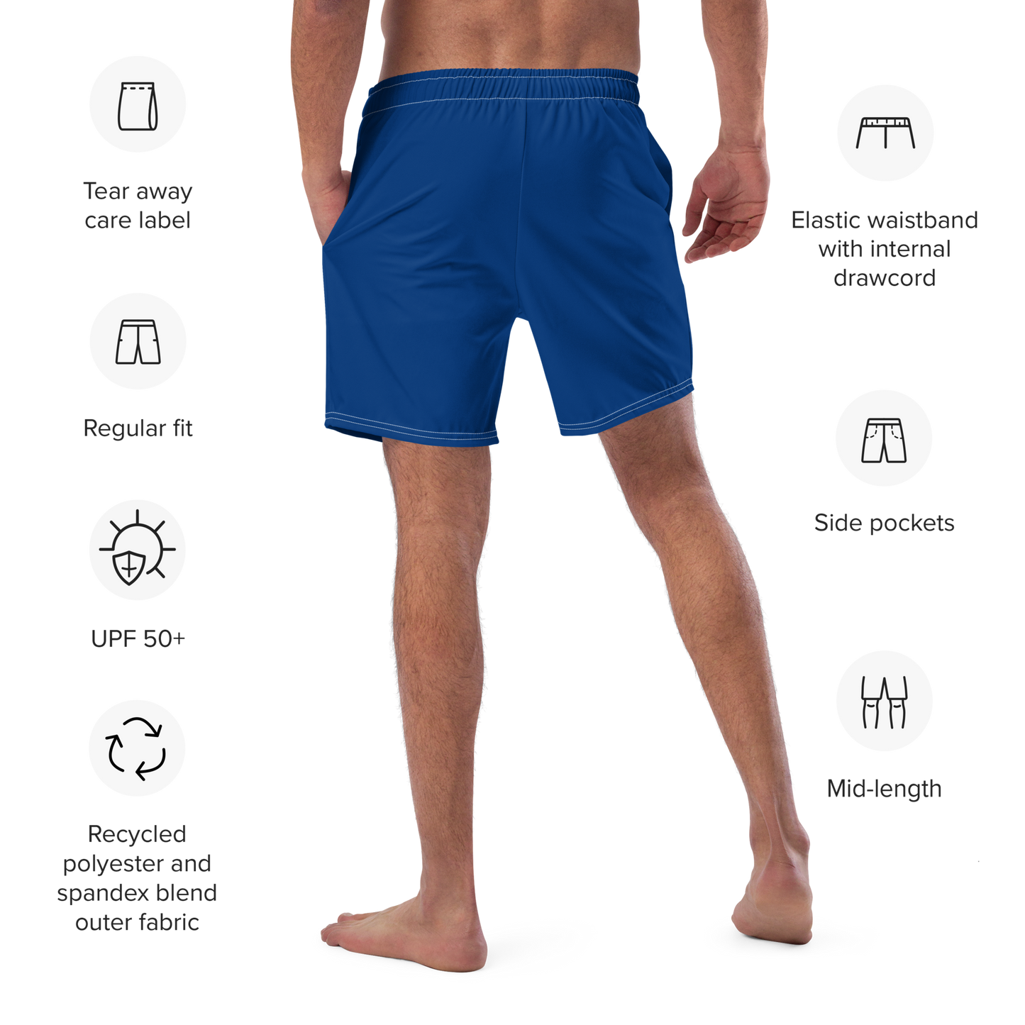 Michigan Upper Peninsula Men's Swim Trunks (w/ UP Outline) | Dearborn Blue