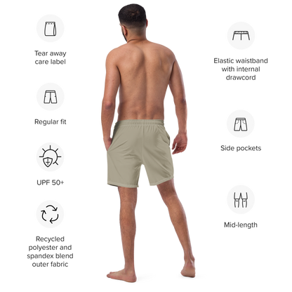 Michigan Upper Peninsula Men's Swim Trunks (w/ UP Outline) | Petoskey Stone Beige