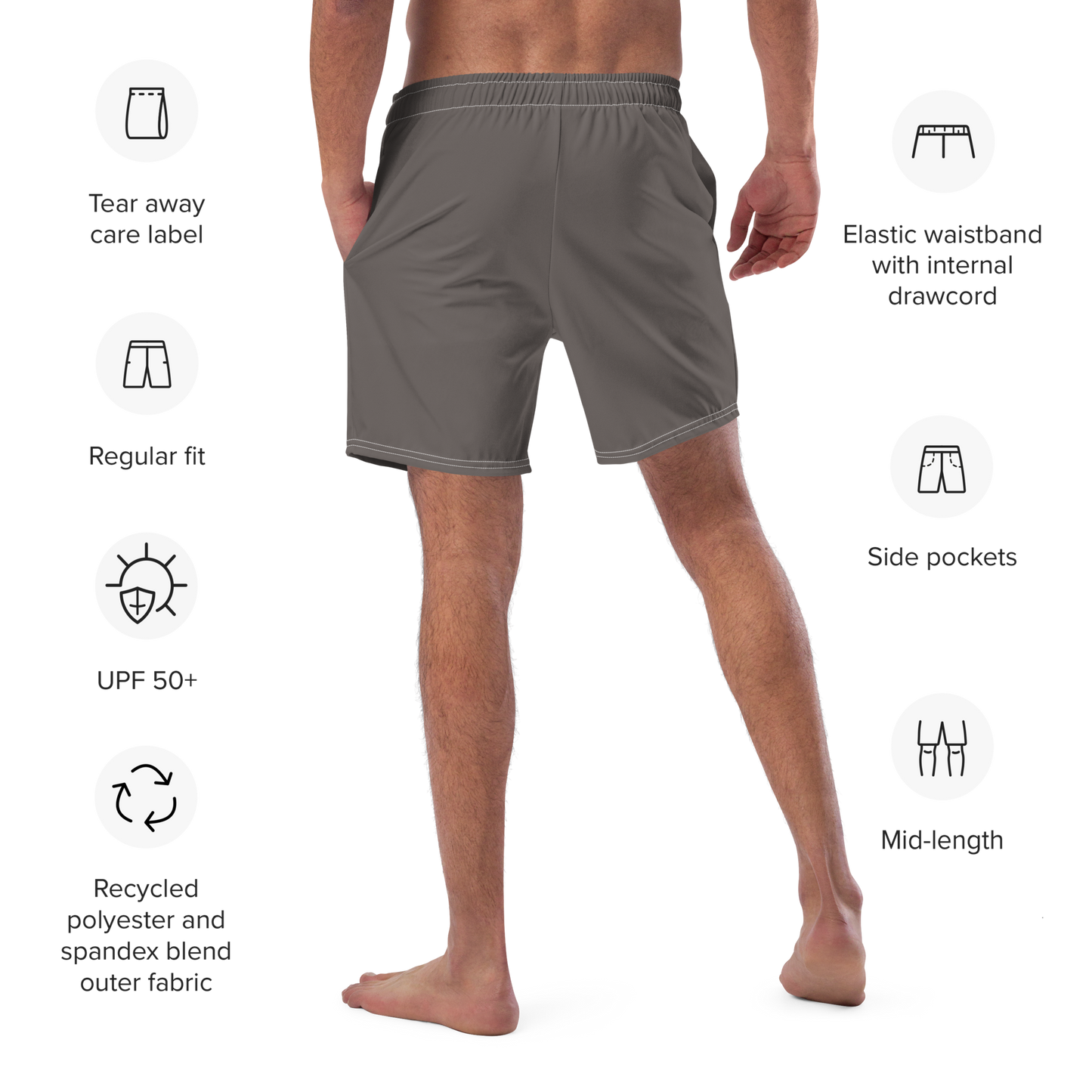 Michigan Upper Peninsula Men's Swim Trunks (w/ UP Outline ) | Warren Tank Grey